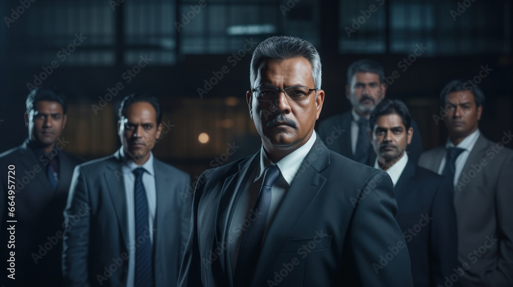 Confident and successful businesspeople group standing at office. Confident and successful businesspeople group standing at office.