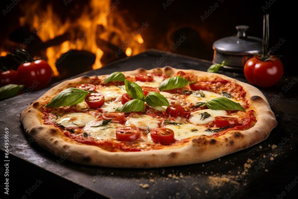 Delicious handmade Italian pizza right out of the oven. Generative AI