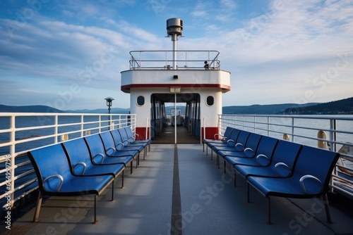 a passenger ferry docked with empty seats © studioworkstock