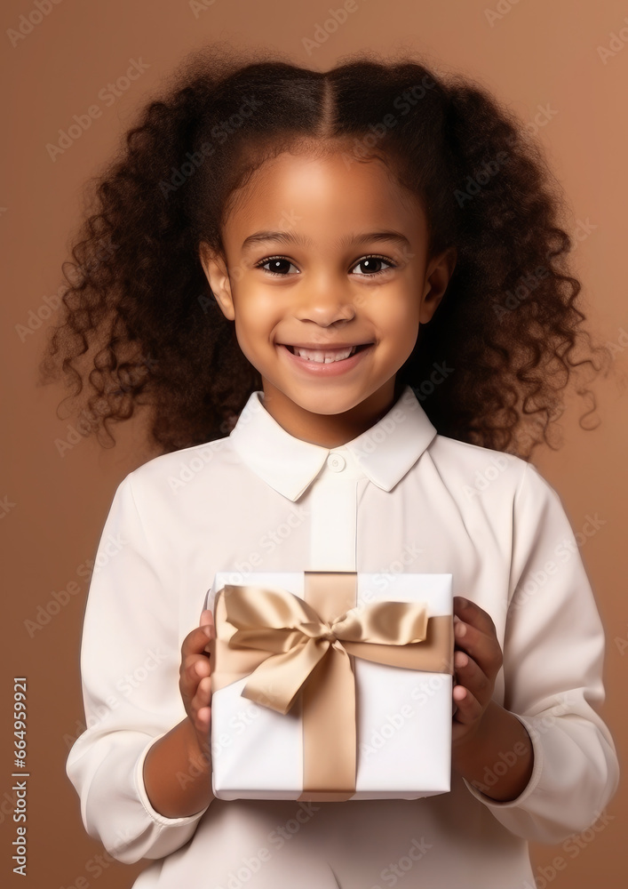 black beautiful girl in an elegant dress holds a gift box with ribbons, Christmas, New Year, celebration, holiday, birthday, present, child, childhood, kid, toddler, bow, smile, emotion, portrait black beautiful girl in an elegant dress holds a gift box with ribbons, Christmas, New Year, celebration, holiday, birthday, present, child, childhood, kid, toddler, bow, smile, emotion, portrait