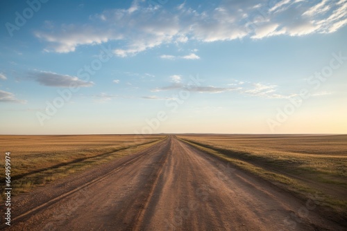 an empty dirt road stretching into the horizon