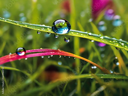 Macro Magic in the Blades of Grass, Natural wonders-Dewdrops 