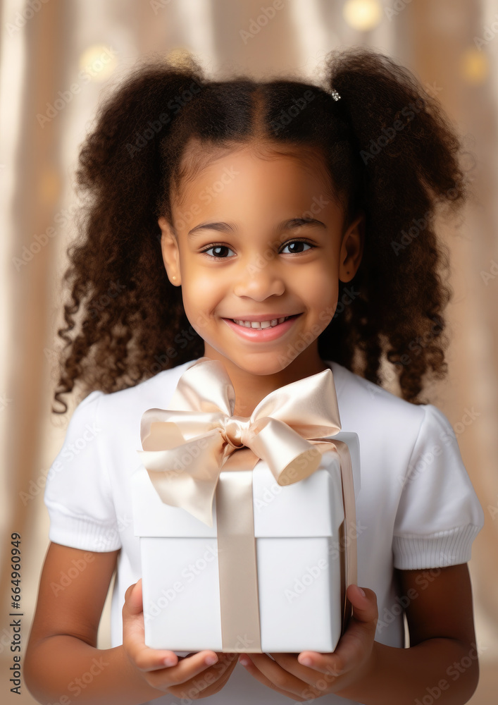 black beautiful girl in an elegant dress holds a gift box with ribbons, Christmas, New Year, celebration, holiday, birthday, present, child, childhood, kid, toddler, bow, smile, emotion, portrait black beautiful girl in an elegant dress holds a gift box with ribbons, Christmas, New Year, celebration, holiday, birthday, present, child, childhood, kid, toddler, bow, smile, emotion, portrait