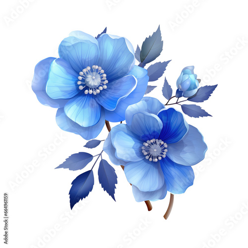  Blue flower with leaves png