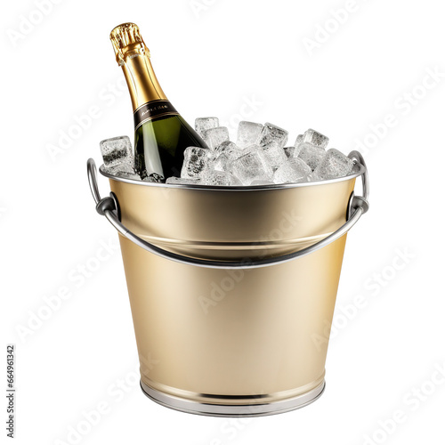 bottle of champagne in a cooler bucket photo
