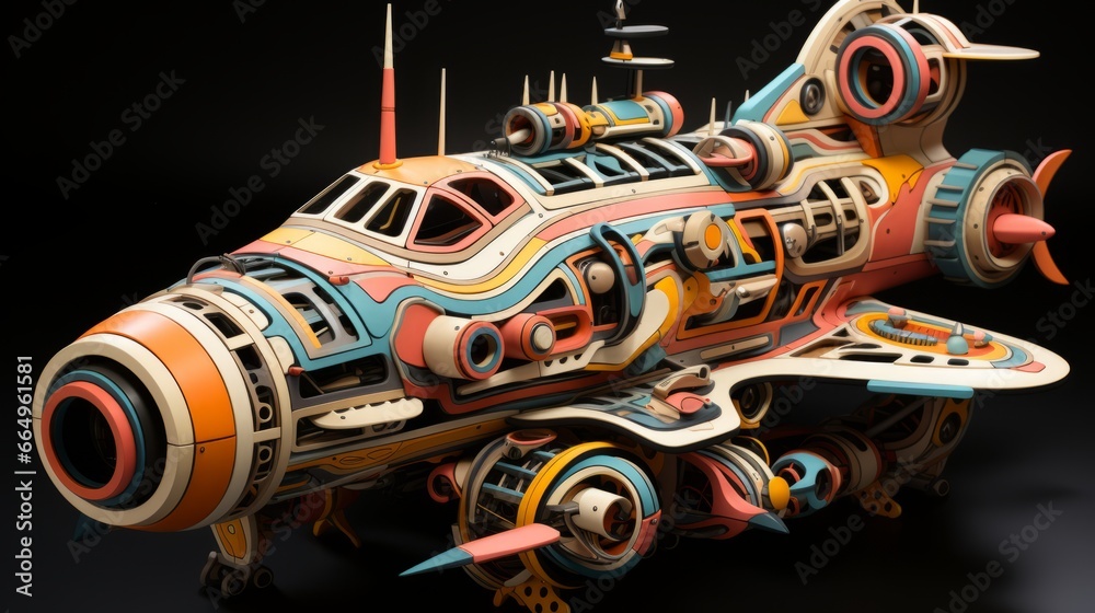 A meticulously crafted, artfully painted toy plane so intricately decorated that it could easily take flight and transport you to a whimsical world of miniature wonder A meticulously crafted, artfully painted toy plane so intricately decorated that it could easily take flight and transport you to a whimsical world of miniature wonder