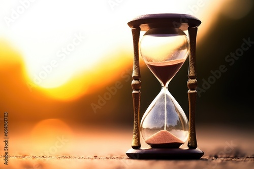 a close-up of an hourglass, suggesting time management