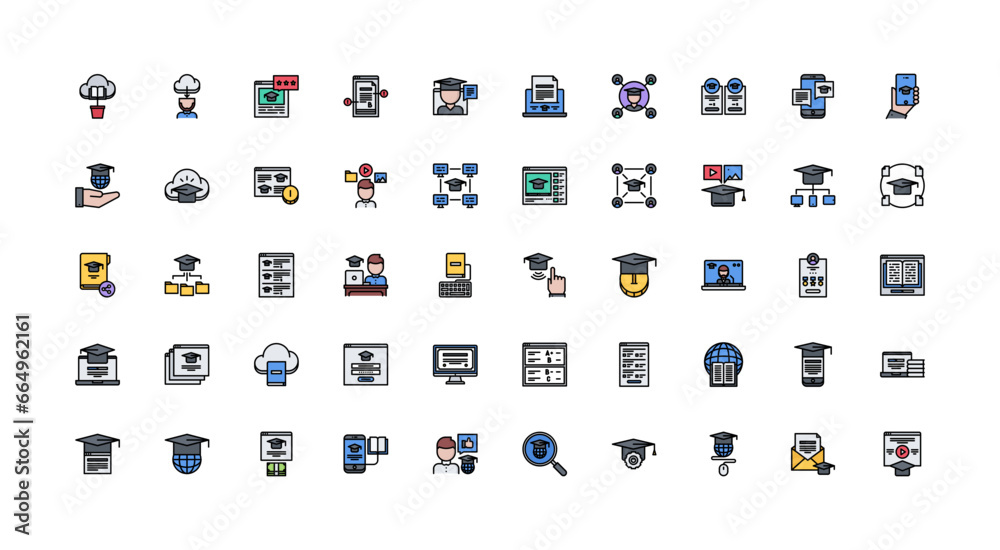 online learning icon set