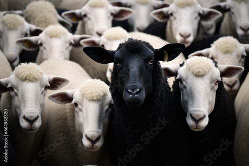 one black sheep in a flock of white sheep