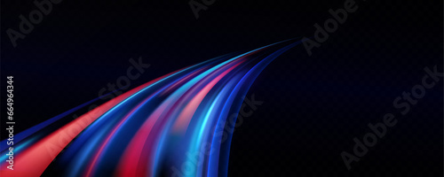 Neon speed lines. Dynamic light motion traces. Light trace wave, trace line.	
