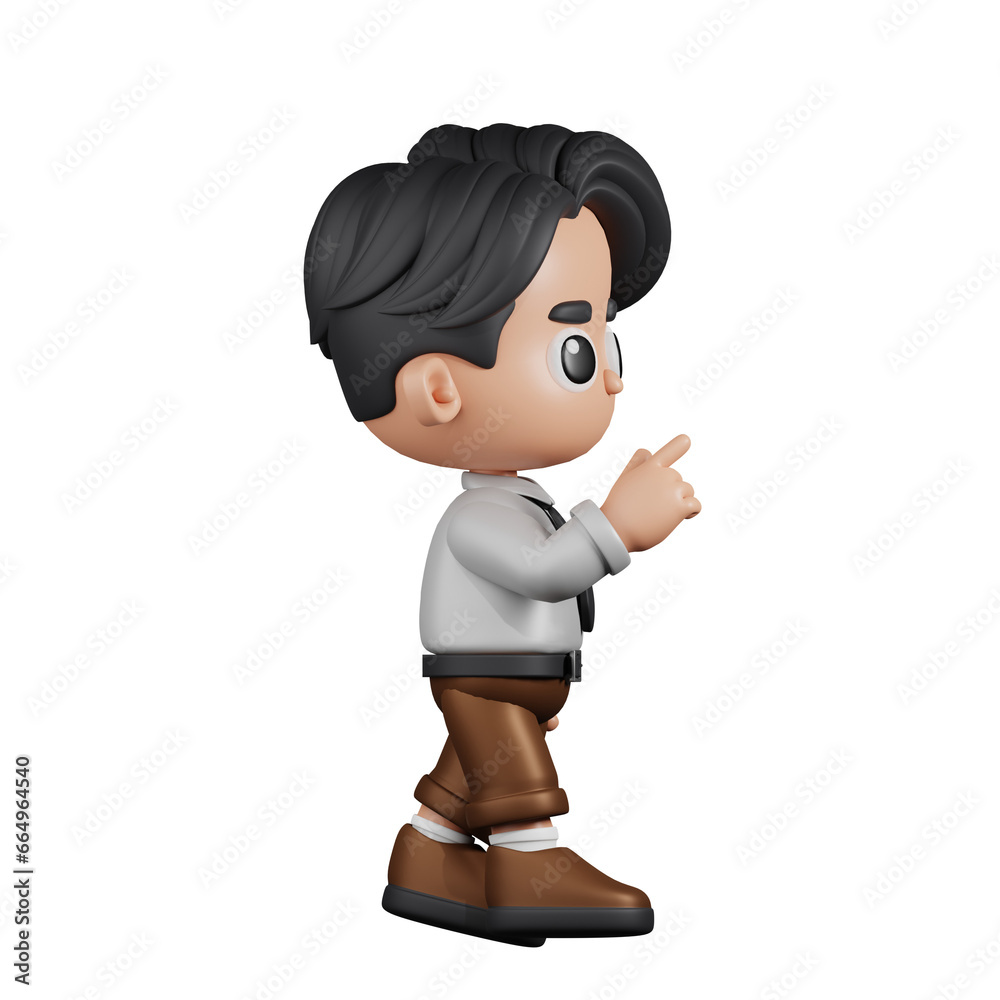 3d Character Businessman Touch Pose. 3d render isolated on transparent backdrop. 3d Character Businessman Touch Pose. 3d render isolated on transparent backdrop.