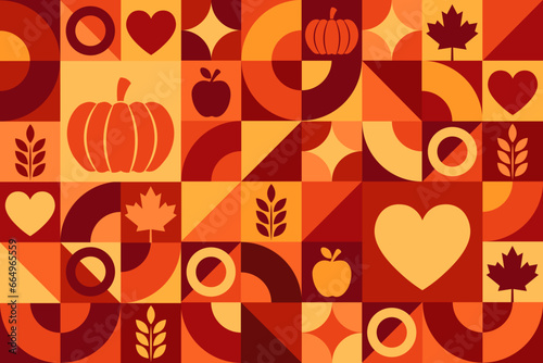 Happy Thanksgiving Day. Seamless geometric pattern. Template for background, banner, card, poster. Vector EPS10 illustration.