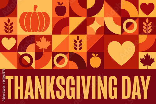 Happy Thanksgiving Day. Holiday concept. Template for background, banner, card, poster with text inscription. Vector EPS10 illustration.