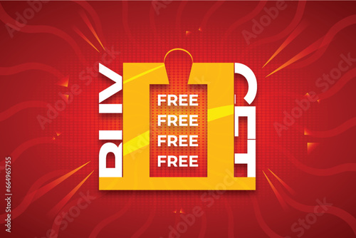 BUY 1 GET 1 FREE or BUY ONE GET ONE FREE vector graphic element design EPS File.
 photo