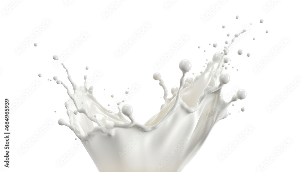 splash of milk isolated on transparent background cutout