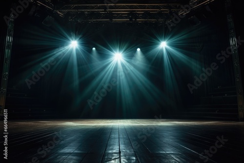 dramatic shot of a lone spotlight illuminating a theater stage