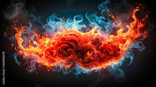 Black banner of fire with red flames 