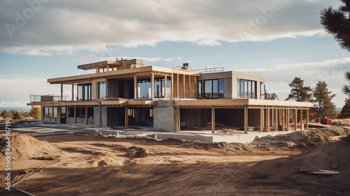 House construction  building a great house  modern style  construction site  professional construction