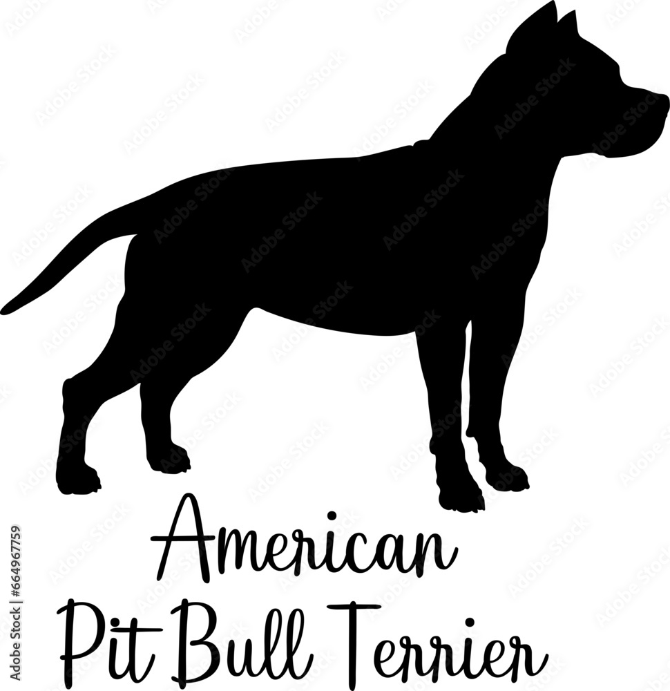 American Pit Bull Terrier dog silhouette dog breeds Animals Pet breeds silhouette

