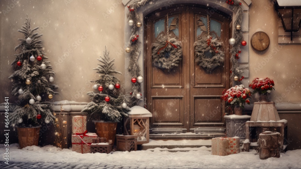 Christmas House: Festive Door Decorations and Charming Architecture for a Warm Holiday Welcome