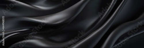 Elegant Black Texture. Abstract Luxury Cloth or Liquid Wave. Silky Soft Wallpaper or Red Silky Drape.