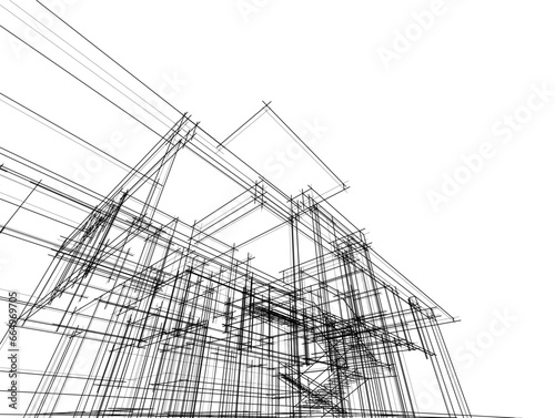 Architectural sketch of a house