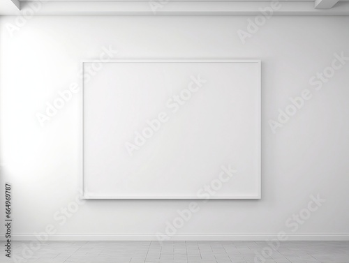 3D render blank white gallery wall frame mockup generative ai photo