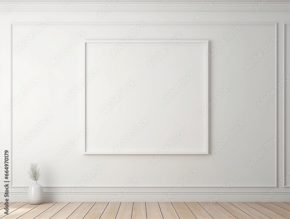 3D render blank white gallery wall frame mockup generative ai 3D render blank white gallery wall frame mockup generative ai