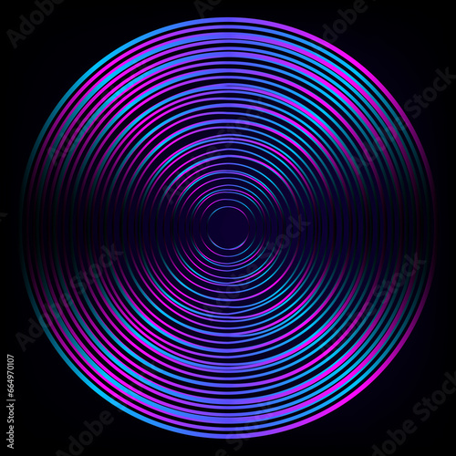 Abstract digital future in circle shape lines on dark background.