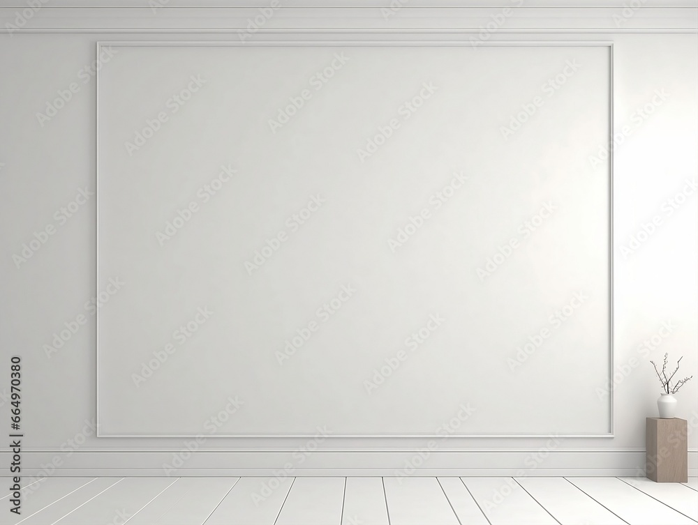 3D render blank white gallery wall frame mockup generative ai 3D render blank white gallery wall frame mockup generative ai