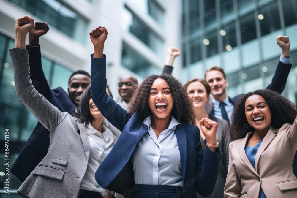 Photo of A business team celebrating the realization of their goals Photo of A business team celebrating the realization of their goals
