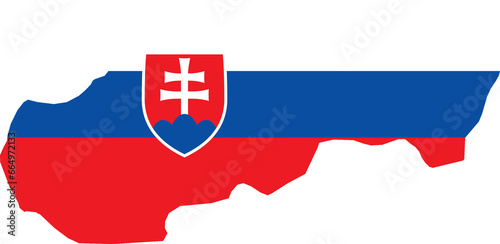 A contour map of Slovakia. Graphic illustration on a white background with the national flag superimposed on the country's borders photo