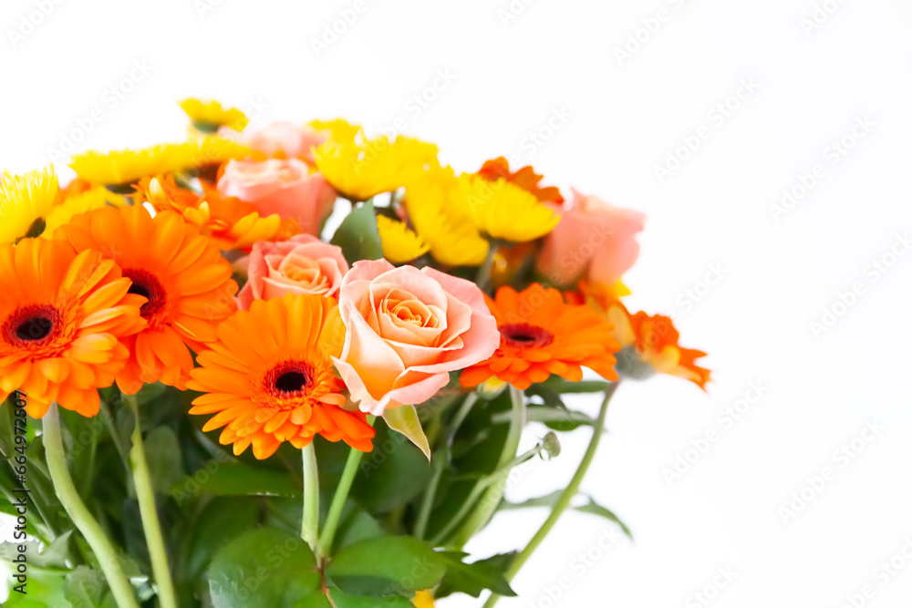Bouquet of beautiful bright flowers. Floral composition.