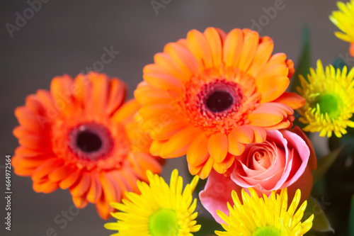 Bouquet of beautiful bright flowers. Floral composition.