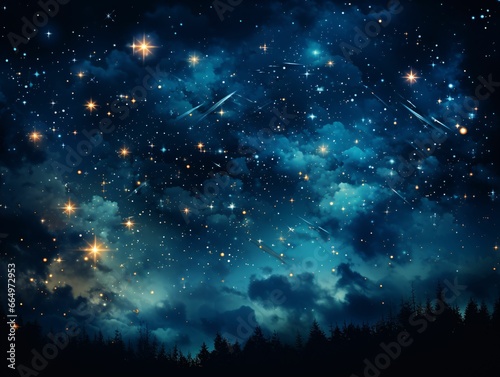 Starry Blue Night Sky. Universe Filled with Stars