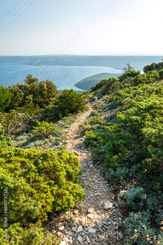 Hiking trail on the Osorcica Televrina mountain on the island of Losinj, Croatia