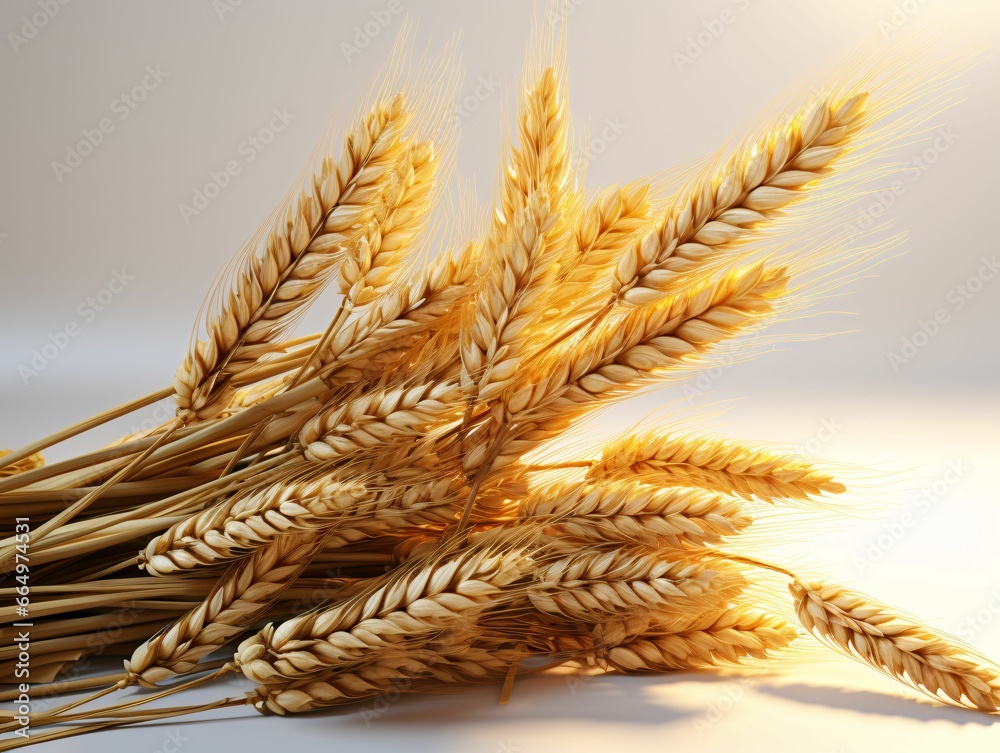 Close up of Wheat Ears Isolated on White Background. Wheat Grain Close up of Wheat Ears Isolated on White Background. Wheat Grain