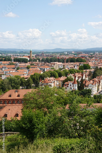 The panorama of Bamberg from a castle hill, Germany 