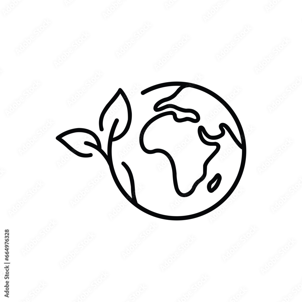 eps10 vector green earth planet concept, outline icon, world ecology ...
