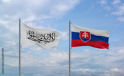 Photography Slovakia and Afghanistan flags, country relationship concept