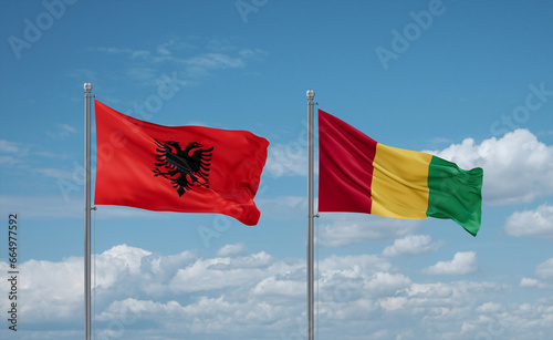 Guinea and Albania flags, country relationship concept