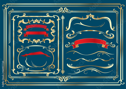 豪華なリボンと飾り罫セット