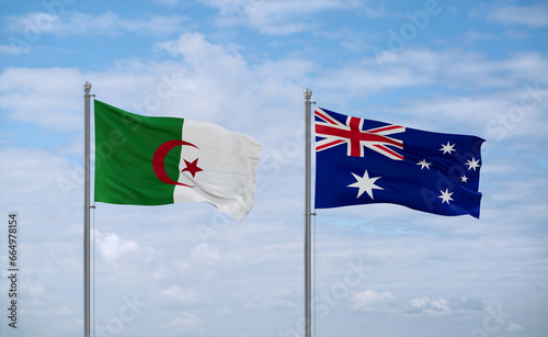 Australia and Algeria flags, country relationship concept