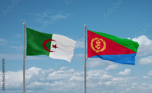 Eritrea and Algeria flags, country relationship concept