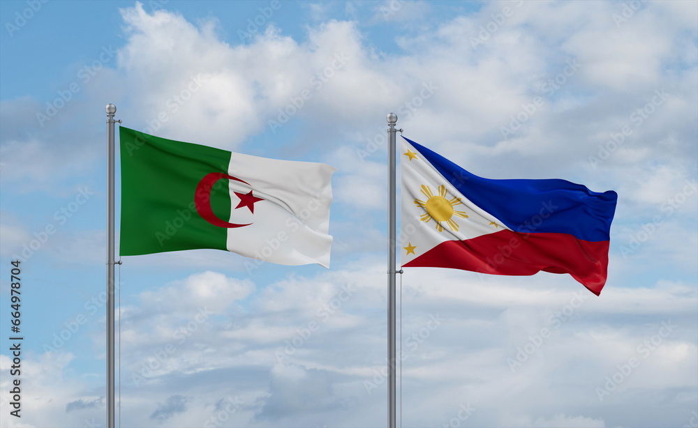 Philippines and Algeria flags, country relationship concept Philippines and Algeria flags, country relationship concept