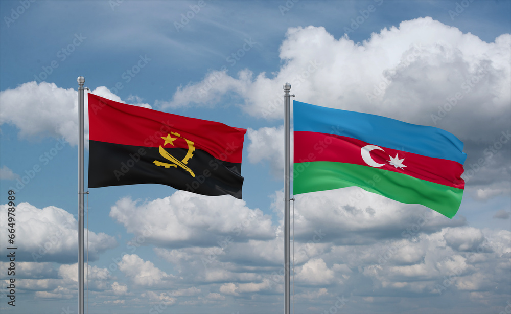 Azerbaijan and Angola flags, country relationship concept Azerbaijan and Angola flags, country relationship concept