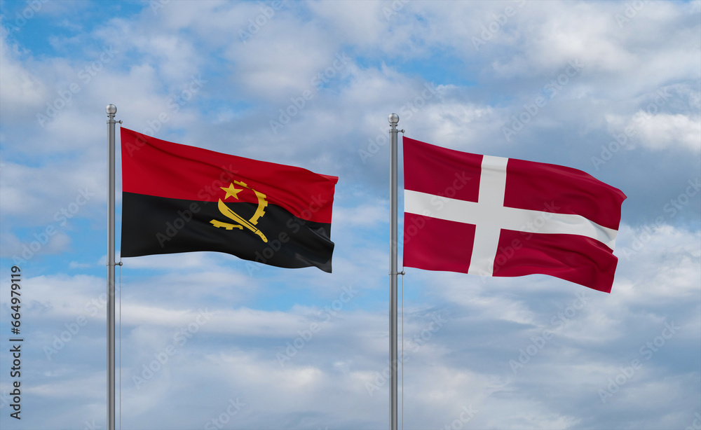 Denmark and Angola flags, country relationship concept Denmark and Angola flags, country relationship concept