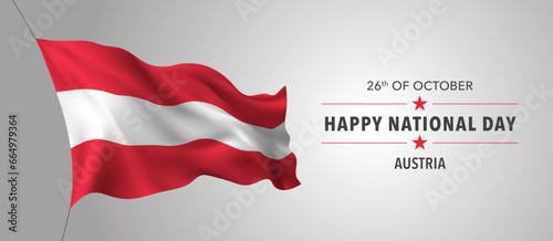 Austria happy national day greeting card, banner with template text vector illustration