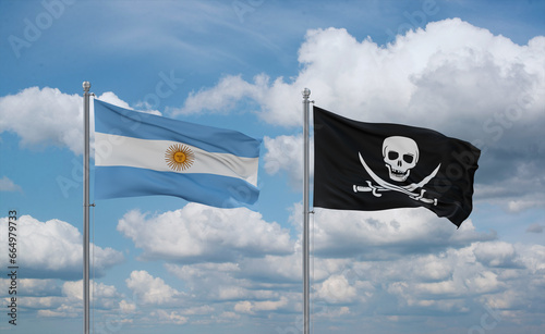 Принти на полотні Pirate and Argentina flags, country relationship concept