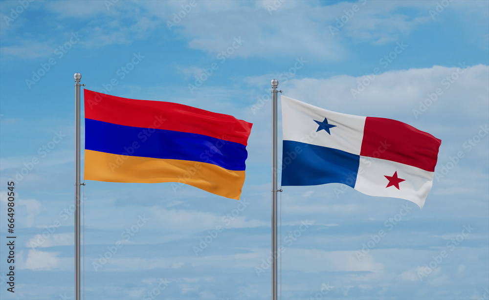 Panama and Armenia flags, country relationship concept Panama and Armenia flags, country relationship concept